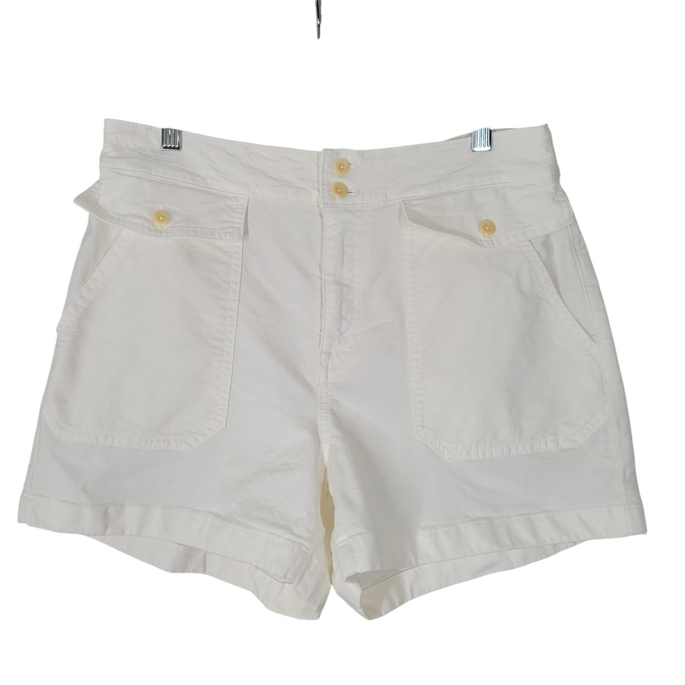 J.Crew Utility Shorts Womens 8 White Cargo Pocket High Rise Cotton Modal